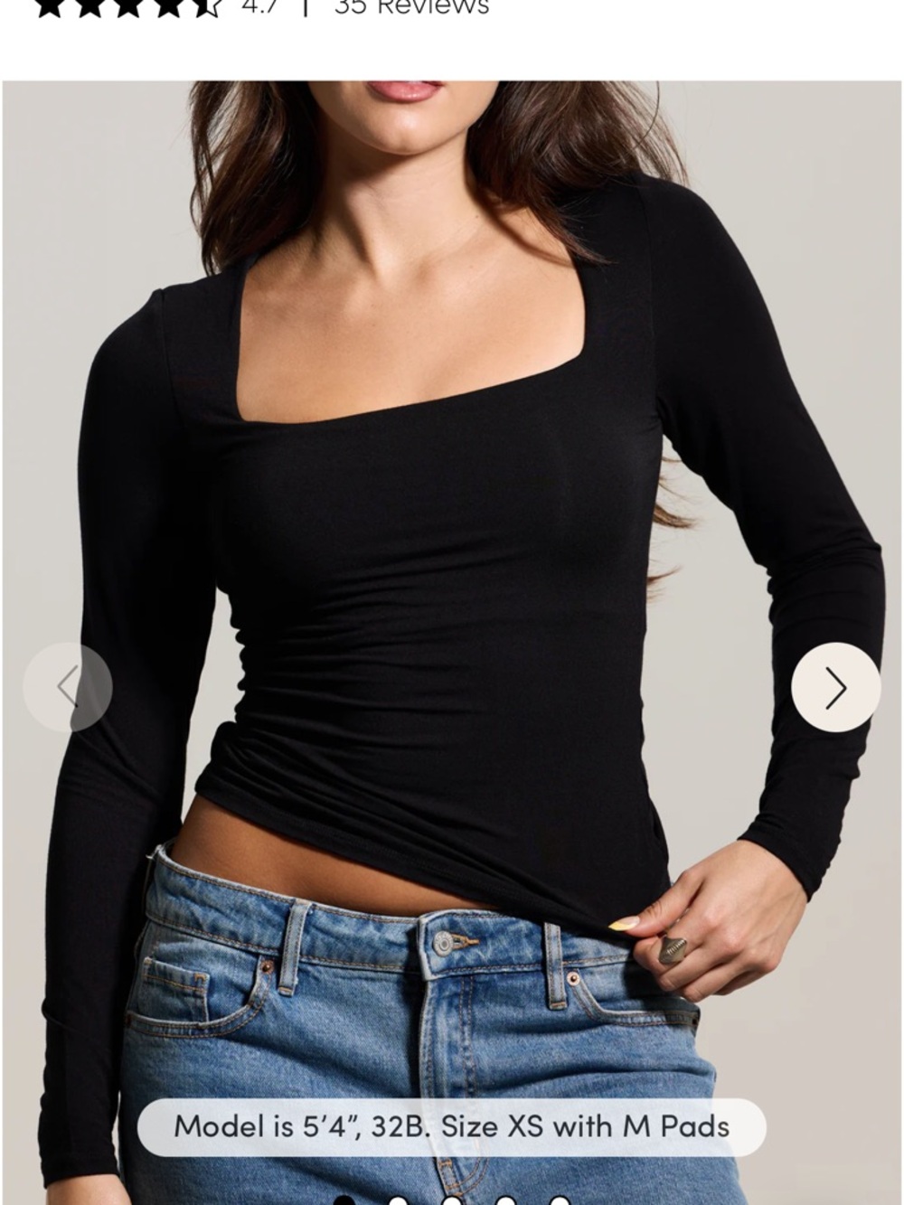 Klassy Network Black Square-Neck Long Sleeve Top